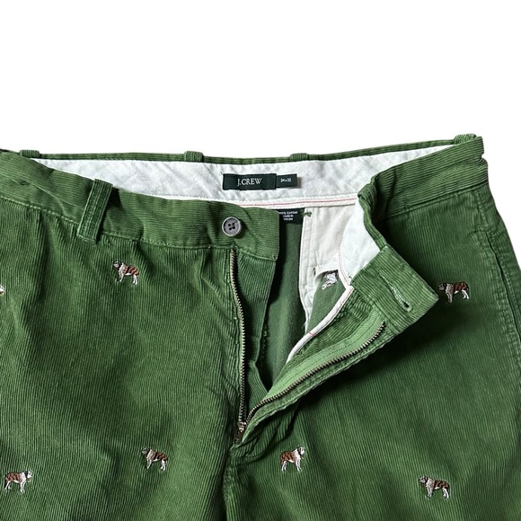 J. Crew Vintage Green Corduroy Pants Embroidered Saint Bernard Dogs Size 34 x 32 - Picture 5 of 12